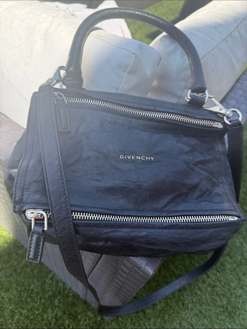 Brand new Givenchy Black Leather Satchel with Silver Hardware